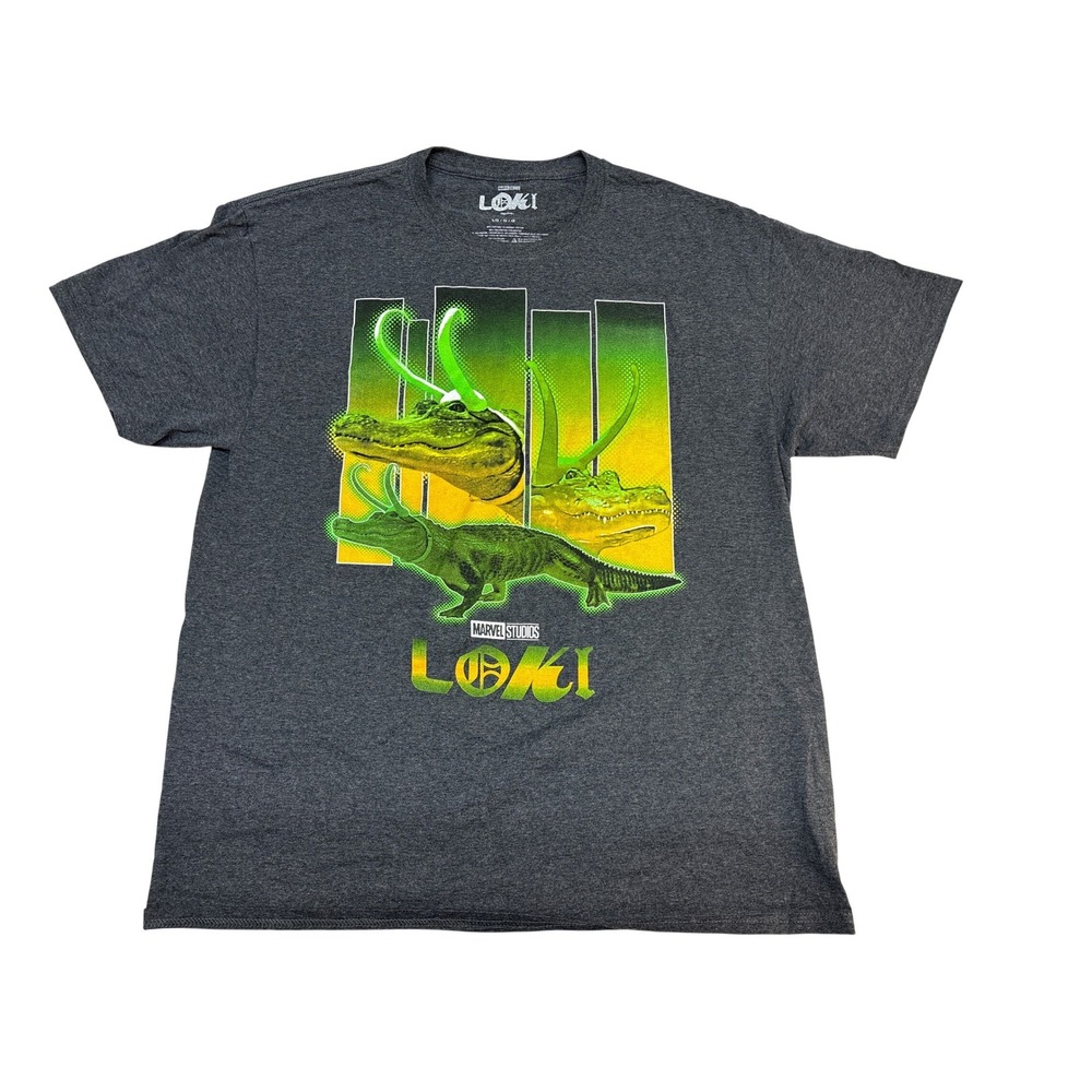 Marvel Studios Loki Alligator Variant Graphic T-Shirt Charcoal Grey Mens Large